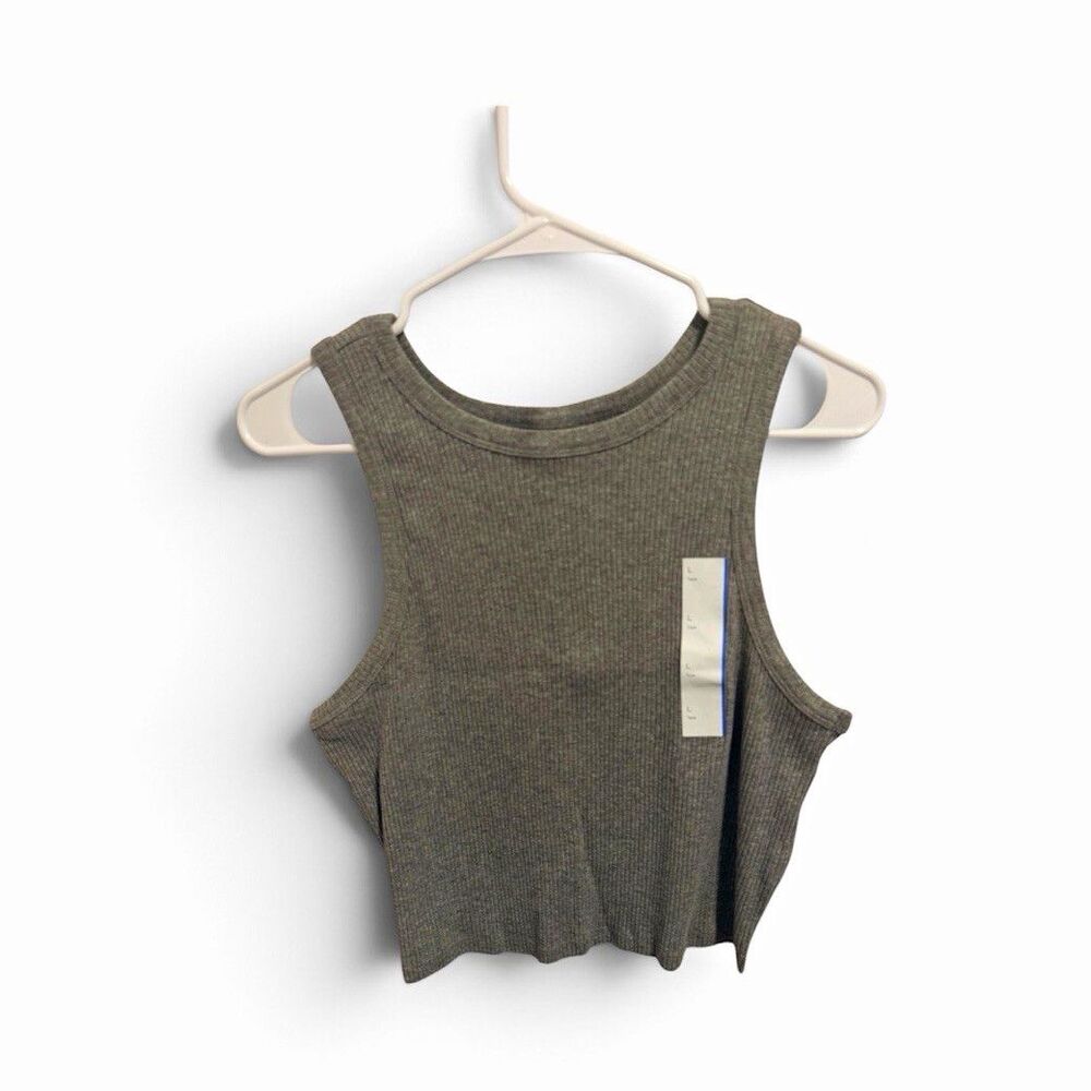 Wild Fable Women's Gray Ribbed Knit Cropped Tank Top Sleeveless Stretch L